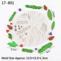 White silicone mold for Christmas wreath cake decoration with pinecones and leaves - 13.5*13.5*1.3cm / Gray