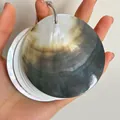 Set of round natural mother of pearl shell sample cards with iridescent pearly luster - Black Lip Shell Memo Pad - Approx. 7cm / Approx 7cm