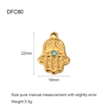 Specifiche dimensionali per ciondolo Mano di Fatima in oro 18K con zircone blu - DFC80-Hamsa Zirconia Blu / Oro