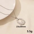 Modern silver irregular lava texture hollow pendant necklace 23x20mm stainless steel - Irregular Lava Texture (S1305-S+N22-S) / Silver