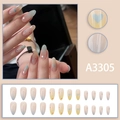 Unghie finte a mandorla sfumate blu con cuori e stelle d'argento e set da 24 pezzi - Stile colla A3305