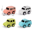 Set of 4 colorful mini cartoon pull-back toy cars in pink, white, green and blue colors - 4 Styles Pull-back Off-road Vehicles