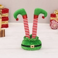 Jambes d'elfe de Noël à rayures rouges et blanches avec bottes vertes pour décoration de fête - Corps Vert/Base à Paillettes / Vert