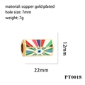 Macro view of gold plated evil eye rectangle bead with colorful enamel for DIY jewelry - PT0018-Multicolor Enamel Evil Eye Bead