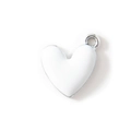 White heart-shaped alloy pendant with silver-toned metal edge for DIY jewelry - White Silver Plated