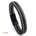 Bracelet homme 20,5 cm en cuir tressé noir et blanc avec fermoir magnétique noir - 20.5CM / Noir/Blanc