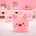 Tre simpatici portamonete a forma di maialino rosa in peluche con ricami e cerniera - Rosa
