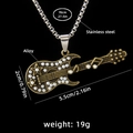 Guitar pendant necklace with alloy stars, faux pearls, and a 27.5-inch stainless steel chain - Guitar No.78 + 70cm Steel Chain
