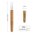 Bamboo handle dreadlock crochet hook tool with double 1.0mm metal needles for hair extensions - 1.0mm Double Hook