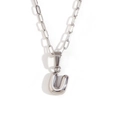 Silver-toned paperclip chain necklace featuring a minimalist 18K gold plated letter U pendant - Silver-U