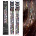 Rainbow tinsel hair extensions set with 12 clips and starry black packaging box - 12 Pieces / Tri-Color (12-Piece Set)