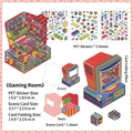 DIY Esports Theme PET Sticker Set with Foldable 3D Retro Computer Paper Scene - E-sports Room (Series 7)
