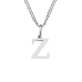 Collar de acero inoxidable pulido con un colgante minimalista de la letra Z plateada - Letra Z (Plateado)