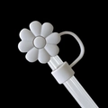 White flower daisy straw cover made of food grade PVC for straw tip protection - Chrysanthemum Grey / 10mm-OPP Bag Packing
