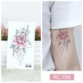 Waterproof temporary tattoo sticker with pink purple flowers and geometric lines RC-794 - RC-794 Pink Peony