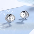 Square hoop earrings with star-patterned cubic zirconia inlay and silver-toned finish - Copper / White Gold