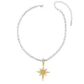 Gold-plated North Star pendant necklace with cubic zirconia on a tennis chain - North Star Style (nkt18-B)