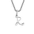 Élégant collier en acier inoxydable argenté avec pendentif lettre R et détail coeur - Style Lettre R / Couleur Acier