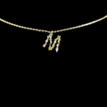 Elegant 18k gold letter M pendant necklace with colorful zircon gemstones for women - Letter M / Gold