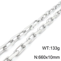 Silver steel paperclip link chain necklace for men with 133g weight and 660x10mm size - Steel Color Necklace (KN118755-KFC)