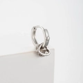Silver bow knot hoop earrings with heart shaped pendant in polished copper and zircon - Heart Pendant Style(A170-2#)