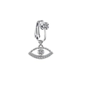 Macro d'un bijou clip œil maléfique en argent avec zircons et finition polie brillante - Style Mauvais Oeil Argenté (FBR3102827)