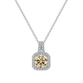 925 Sterling Silver necklace featuring a 1 carat champagne moissanite cushion pendant - 1 Carat, 6.5mm / Light Yellow