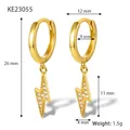 18K gold lightning bolt hoop earrings with micro-pave white cubic zirconia stones - Gold-Heavy Pave