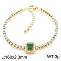 Gold-tone vintage emerald green rectangle rhinestone tennis bracelet for women - Rectangular Emerald Style (KB185505-HM)