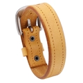 Minimalist yellow genuine leather punk rock bracelet with adjustable metal buckle and holes - Earthy Yellow