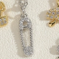 Paperclip zircon pendant in silver and mushroom charm in gold with sparkling stones - Paperclip Design-Platinum (XL2573-6)