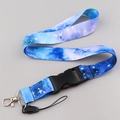 Blue starry universe lanyard with polyester strap, plastic buckle and metal spring hook - KP792-3 Blue Tone Starry