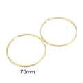 Orecchini a cerchio tondi vuoti da 70mm in acciaio inossidabile dorato 18K - 70mm