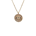 Vergoldete Evil Eye Halskette mit bunten Zirkonia im Sonnenstrahl-Anhänger-Stil - 0064+Bunte Perlenkette