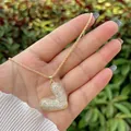 Collana a cuore placcata oro 18K con pavé di zirconi e catena a corda sottile elegante - Stile Cuore Asimmetrico (4)