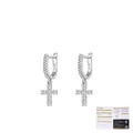 Pendientes de cruz en plata S925 con piedras moissanite y certificado oficial de la GRA - Plata 925 / Plata de Ley 925 (con Certificado GRA)