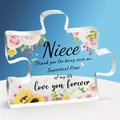 Clear acrylic puzzle ornament for niece with pink floral patterns and heartfelt text - Niece Style (Q97)