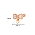 Rose gold bow stud earring with heart pendant and clear zircon stones, size 0.88x0.95cm - Bow with Heart Style(8#) / Rose Gold