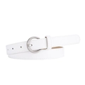 Cinturón fino de cuero PU blanco para mujer con hebilla redonda plateada para jeans - Blanco