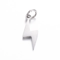 Polished silver stainless steel lightning bolt pendant charm for DIY jewelry - Flash / Steel