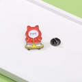 Cute enamel pin of a cartoon bear in red hoodie on yellow skateboard with metal butterfly clutch - Skateboarding Bear (CZ0647)