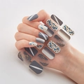 Laser gold nail stickers in blue and grey marble pattern style, model DQ3-071 - Grey Blue Gold White Marble Gold Foil Style (DQ3-071)