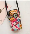 Vertical bohemian elephant print crossbody phone bag with multi-layer zipper in blue - Sunflower
