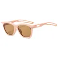 Occhiali da sole quadrati alla moda per bambini rosa pesca con lenti marroni - Montatura Beige Rosa Lenti Tè