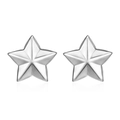 3D star shaped stainless steel stud earrings with silver finish and polished surface - Star Stud Earrings Steel (MS-430)