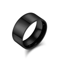 Unisex zwarte spiegelgepolijste roestvrijstalen brede band ring met gladde ronde binnenkant - 10mm Zwart