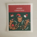Christmas tiger pattern compressed wood pulp cotton sponge dishcloth for kitchen - Santa Hat Tiger