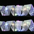 Silver mesh Christmas ribbon with multicolor LED lights and star patterns - Silver Grid Colored Lights (5cm) / 1m
