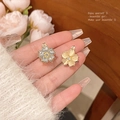 Bowknot flower drop earrings with crystals and champagne opal pendants for women - Champagne Gold Flower Pendant
