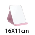 Portable 16x11cm pink PU leather folding makeup mirror for desktop and travel - Rounded Pink Small